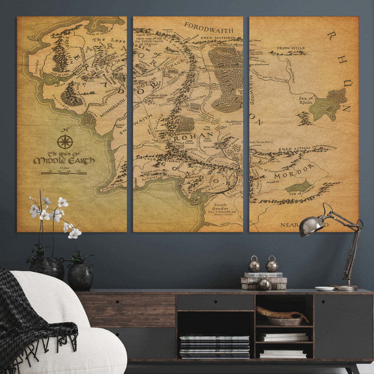 Middle Earth Map Canvas Wall Art – Vintage Fantasy Map