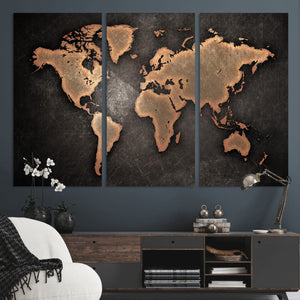 World Map Canvas Print – Framed Travel Map Wall Art for