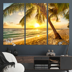 Beach Sunset Canvas Wall Art Print - Tropical Beach Canvas