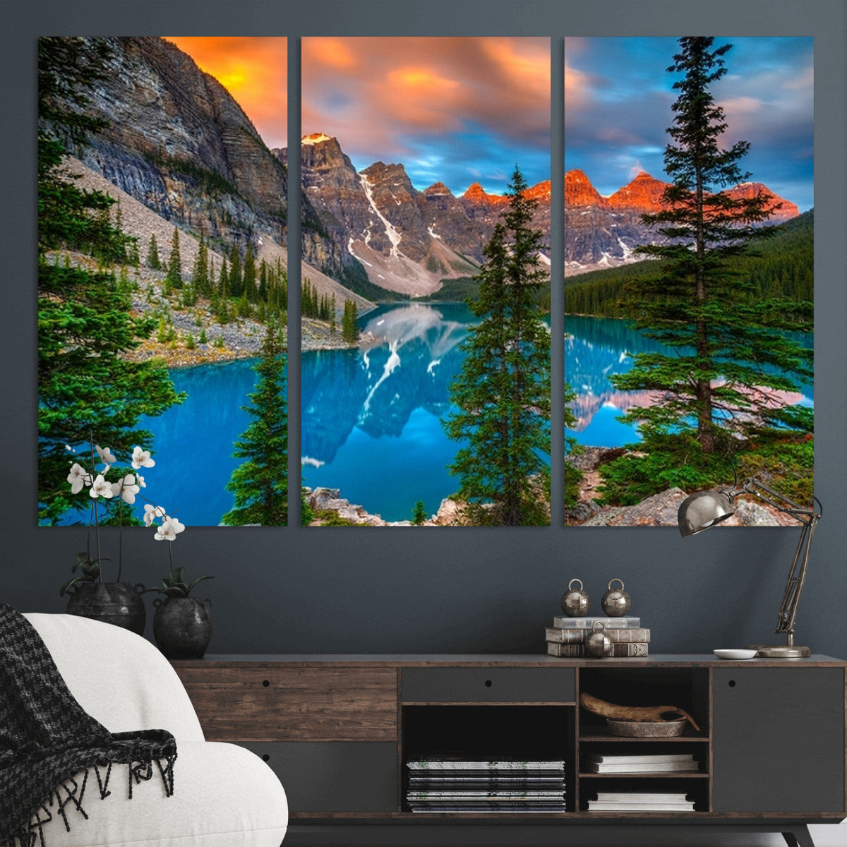 Canadian Rockies Moraine Lake Wall Art Canvas Print, Pine