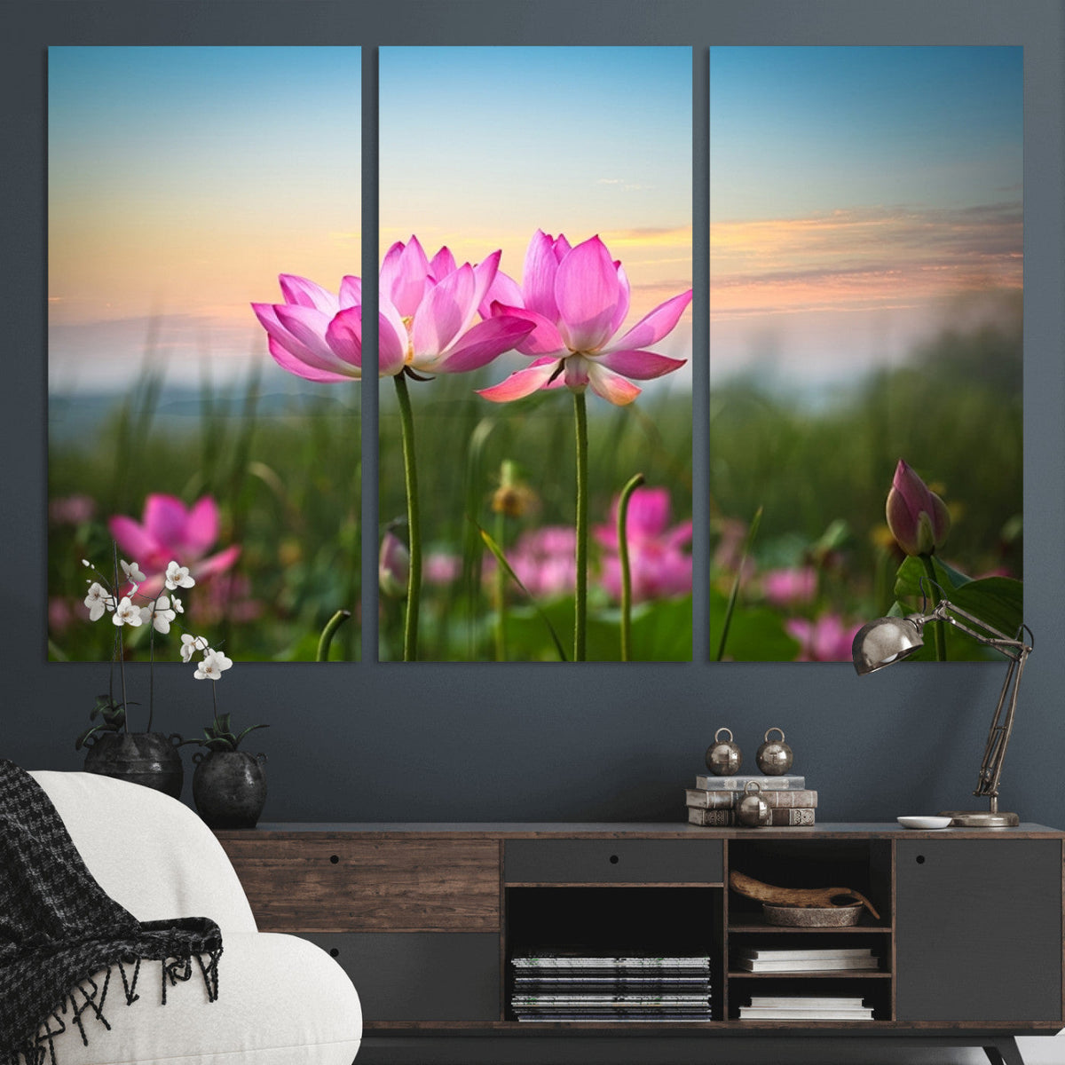 Pink Flower on the Mountain Canvas Print, Framed Pink Flower