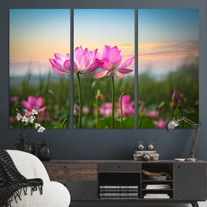 Pink Flower on the Mountain Canvas Print, Framed Pink Flower