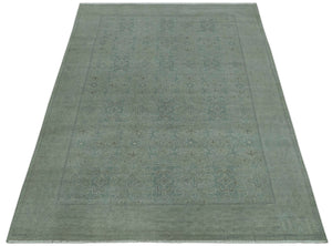 Traditional Turkish  Design Silver And Gray 6x8.7 Hand Knotted Wool Rug