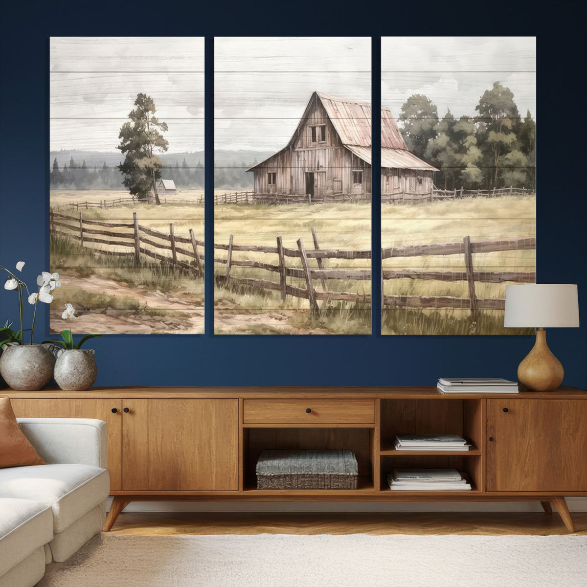 Rustic Farmhouse Barn Wall Art | 3-Panel Framed Gallery Wrap