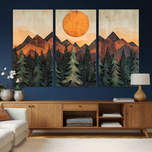 Sunset Mountain Landscape Canvas Wall Art Print - Nature