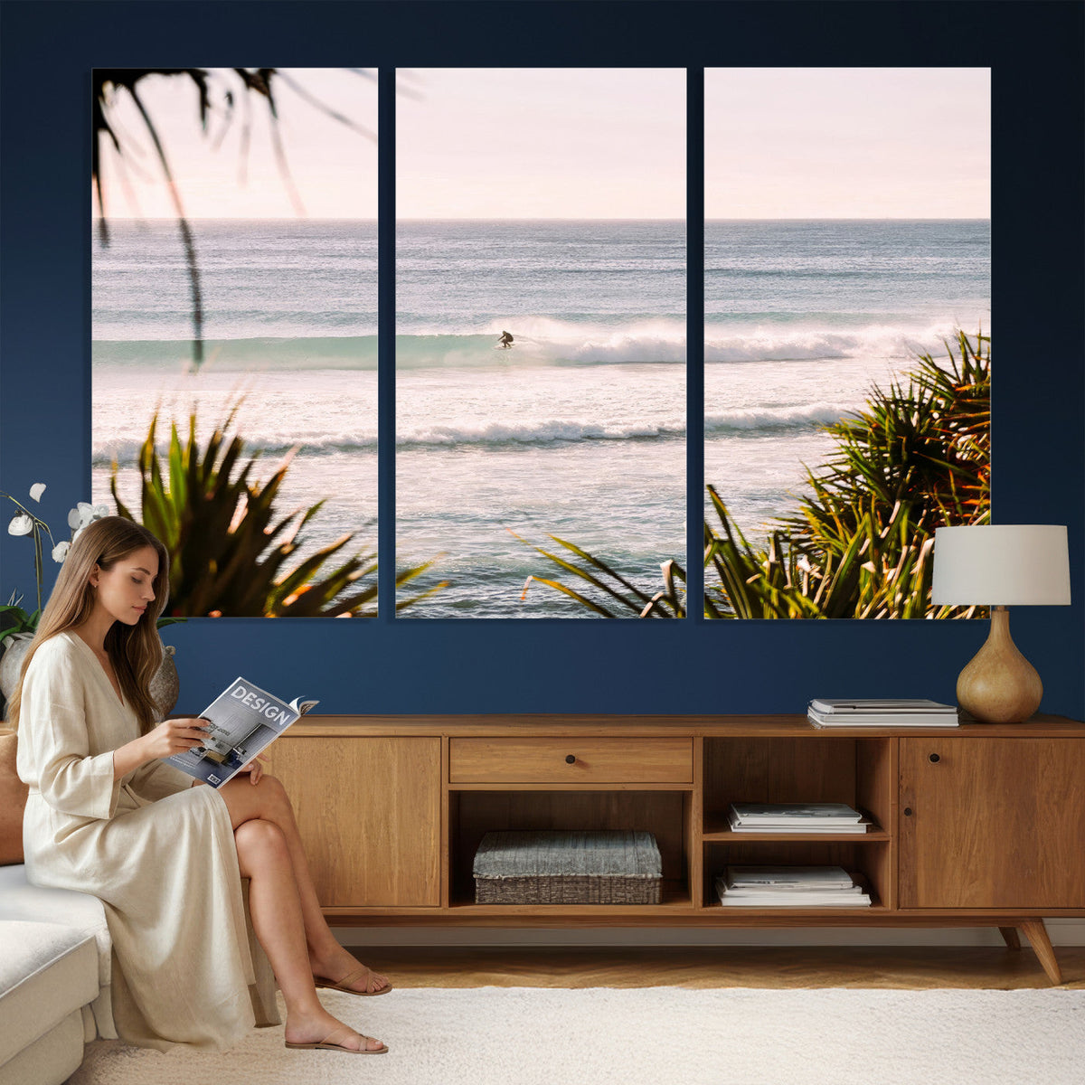 Ocean Surfer Wall Art Canvas Print – Framed Coastal Surf Art