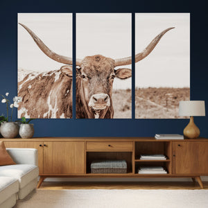 Longhorn Cow Wall Art Canvas Print – Framed Texas Ranch
