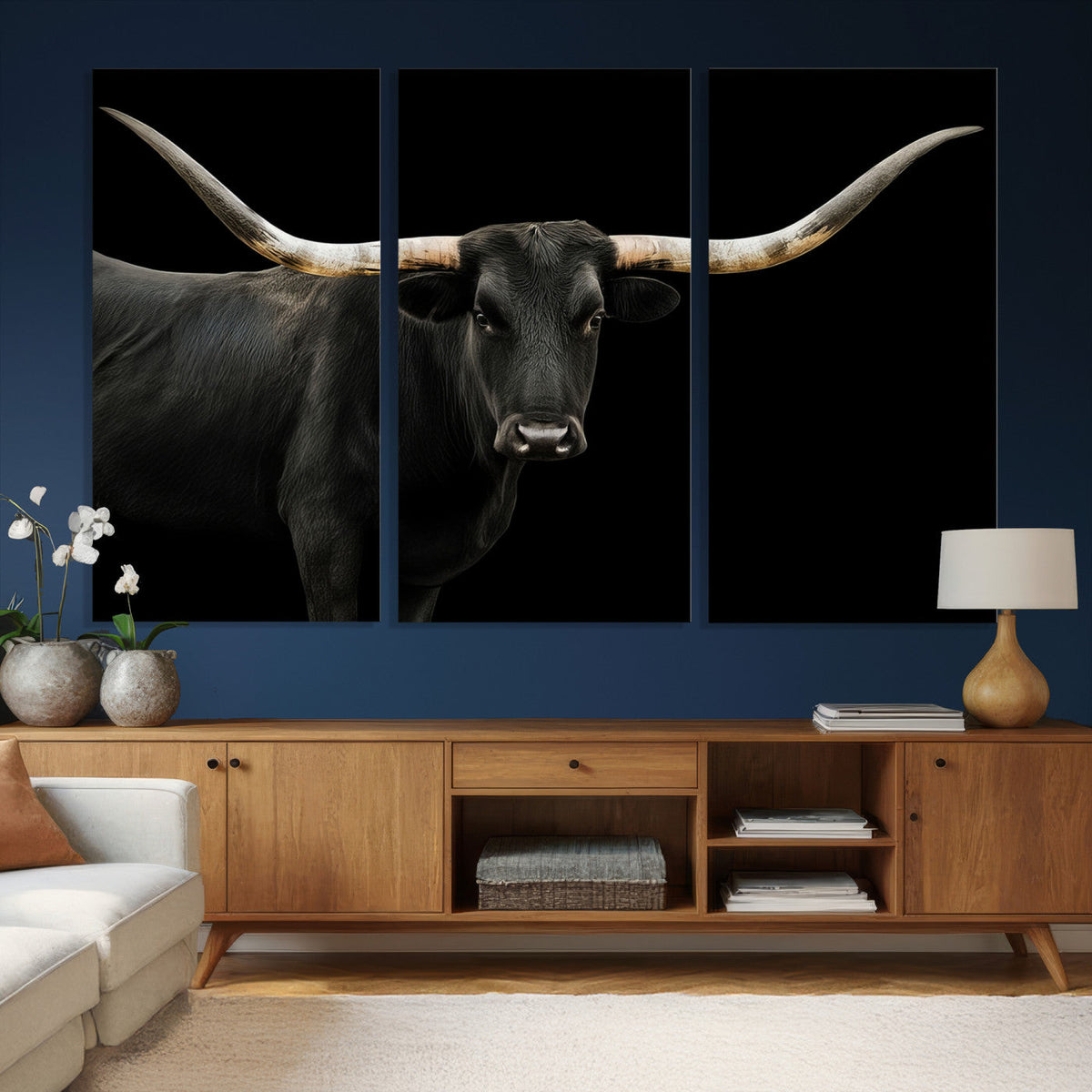Longhorn Cattle Wall Art Canvas Print – Framed Texas Ranch