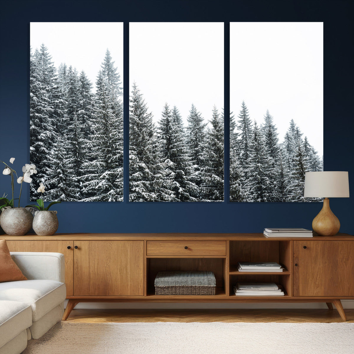 Misty Mountain Forest Canvas Print, Foggy Pine Trees Nature