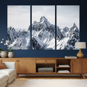 Snowy Mountain Range Canvas Print, Alpine Peaks Landscape