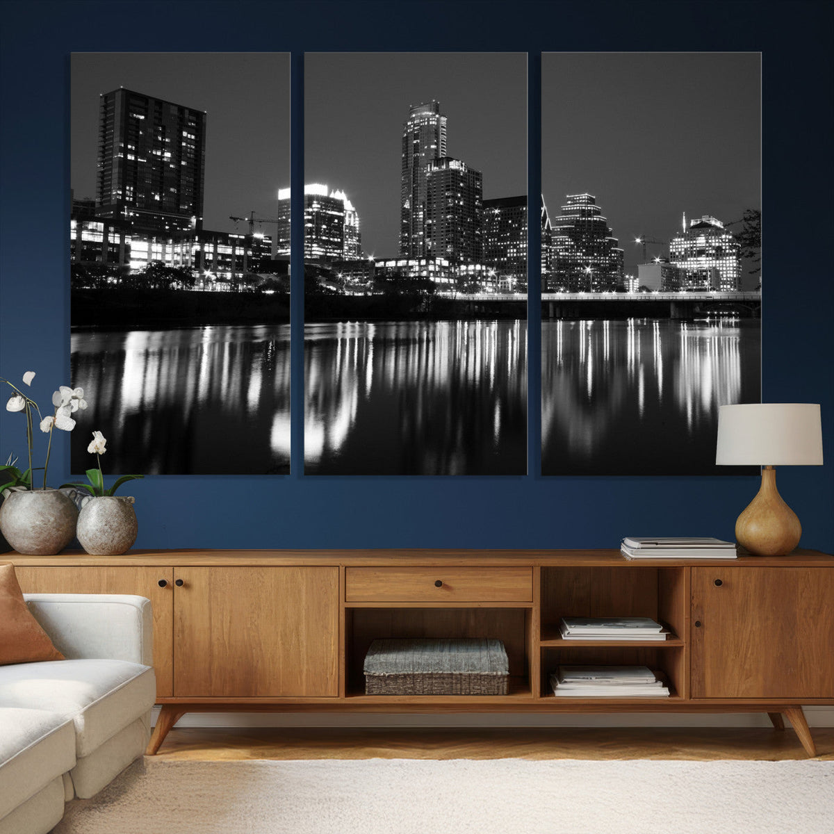 Austin Skyline Wall Art Canvas Print, Austin Downtown Night