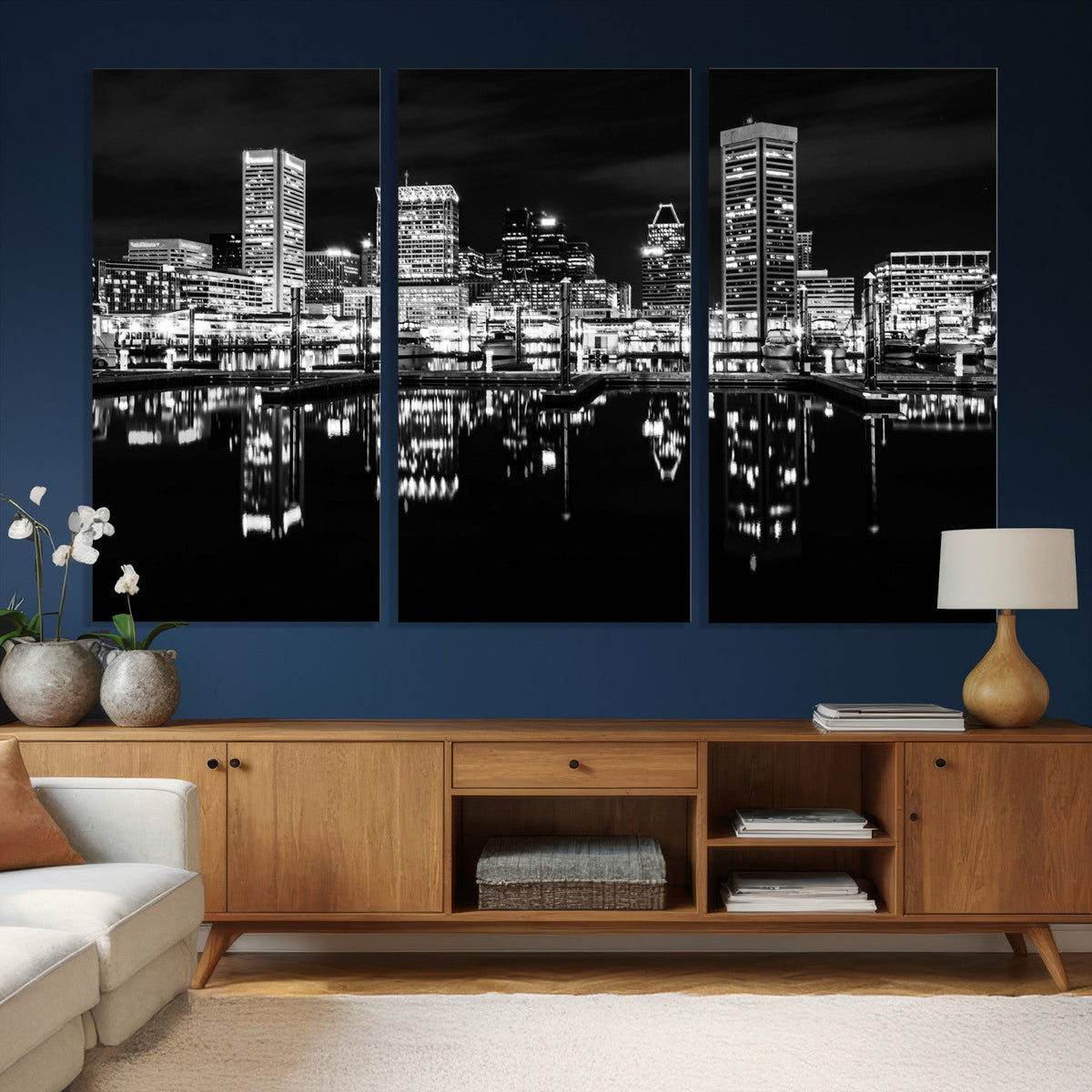 Baltimore Skyline Wall Art Canvas Print, Baltimore Downtown