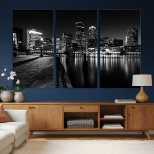 Boston Wall Art Canvas Print, Boston City Downtown Night