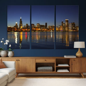 Chicago Wall Art Canvas Print - Chicago City Downtown Night