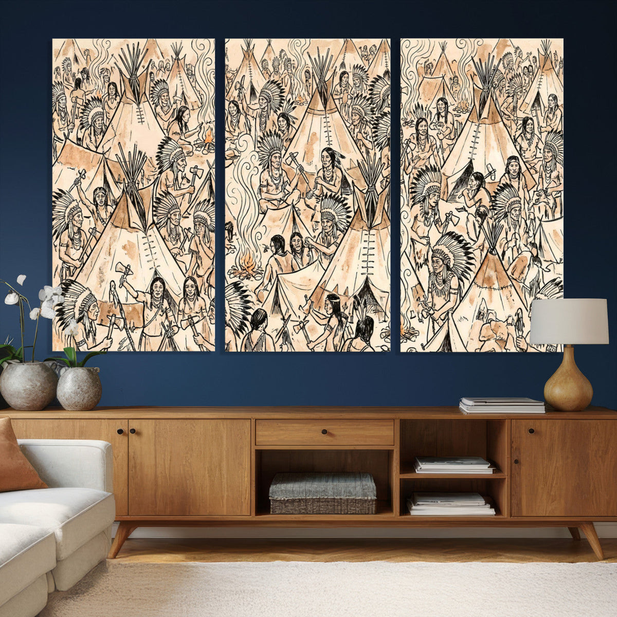 Native American Indian Wall Art Canvas Print - Abstract