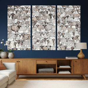Abstract Texas Cow Wall Art Canvas Print - Farm Longhorn
