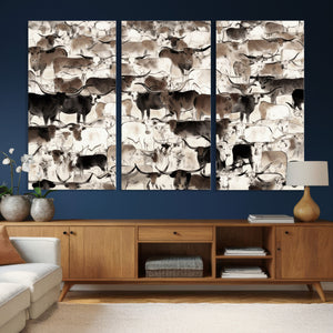 Abstract Texas Longhorn Print - Longhorn Herd Print for
