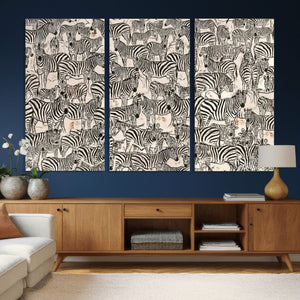 Abstract Zebra Wall Art Canvas Print for Farmhouse Decor
