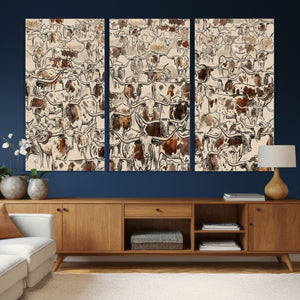 Abstract Longhorn Wall Art Canvas Print - Farm Animal