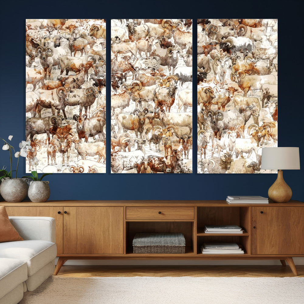 Farmhouse Bighorn Sheep Wall Art Canvas Print - Abstract