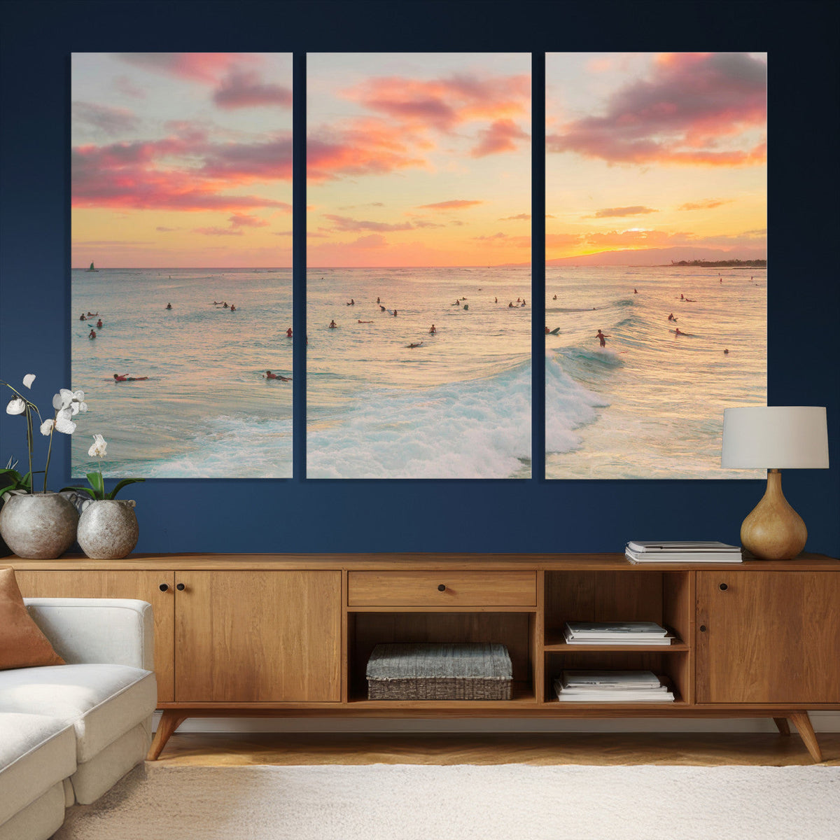 Sunset Beach Wall Art Canvas Print – Soft Coastal
