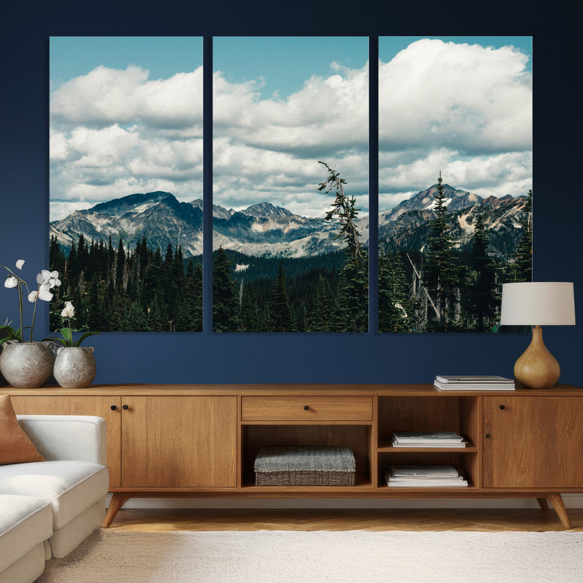 Mountain Forest Wall Art Canvas Print, Alpine Pine Tree