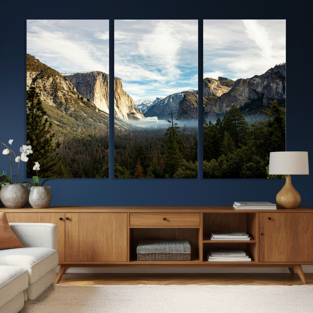 Yosemite Valley Mountain Wall Art Canvas Print, Granite