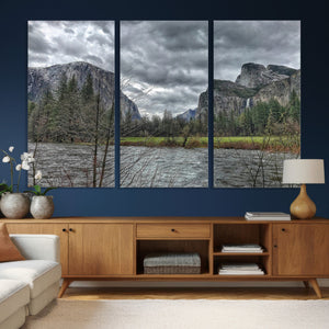 Yosemite Valley River Wall Art Canvas Print, Granite Cliffs
