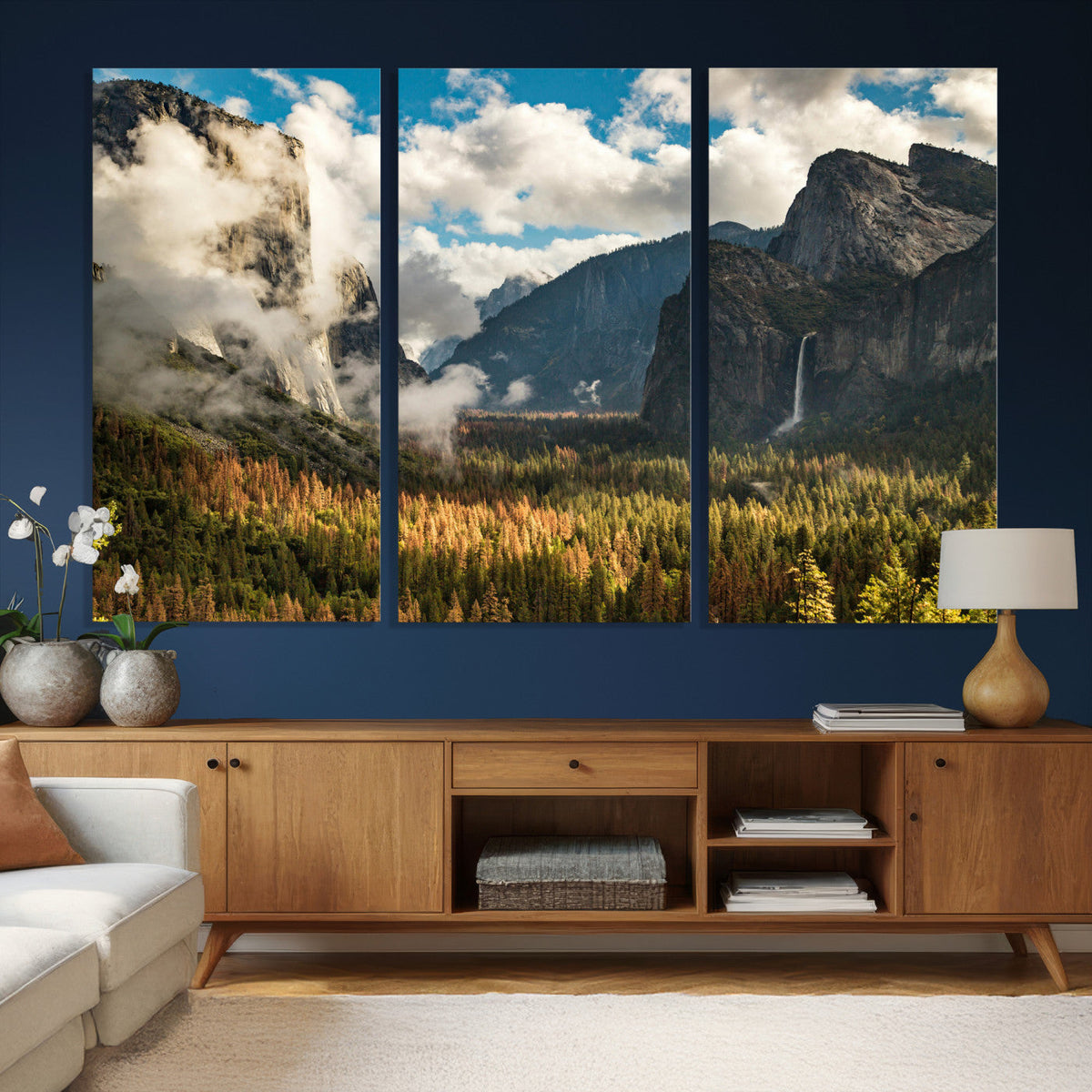 Yosemite Valley River Wall Art Canvas Print