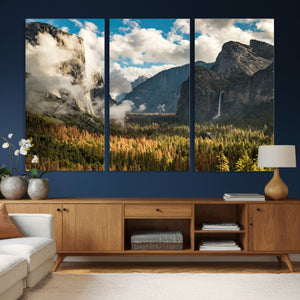 Yosemite Valley River Wall Art Canvas Print
