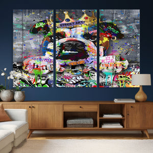 Graffiti Dog Wall Art Decor for Teen Bedroom - Abstract