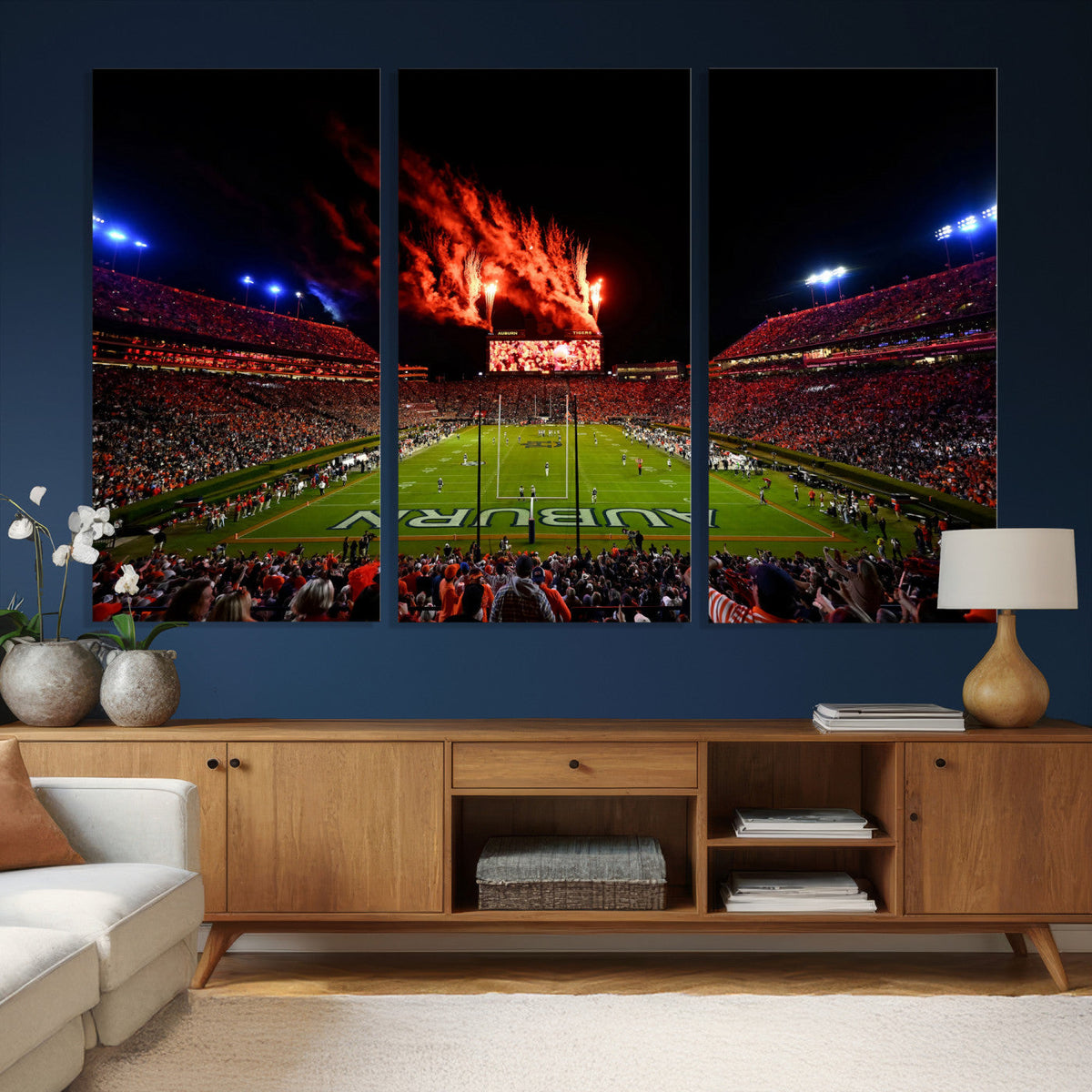 Auburn Stadium Wall Art Canvas Print, College Football Night