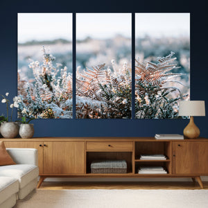 Frosted Fern Wall Art Canvas Print, Soft Winter Botanical