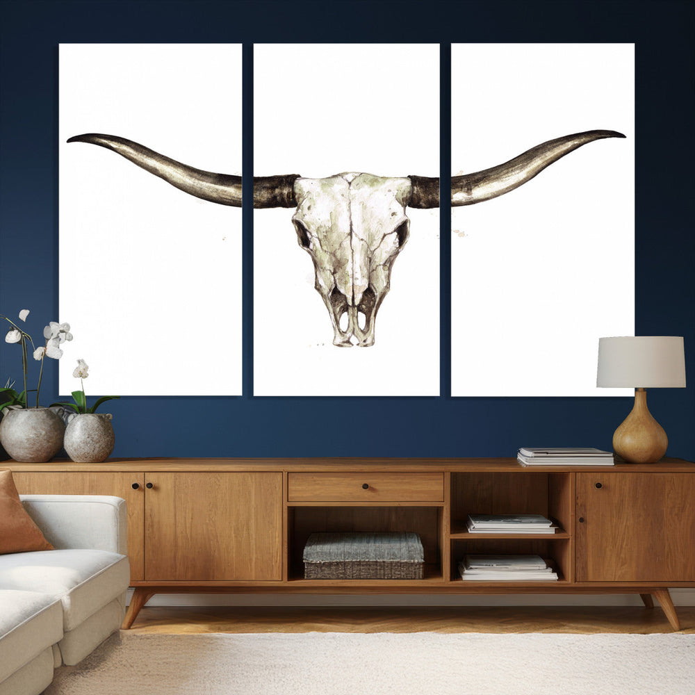 Longhorn Skull Wall Art Canvas Print – Rustic Western