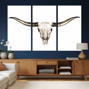 Longhorn Skull Wall Art Canvas Print – Rustic Western