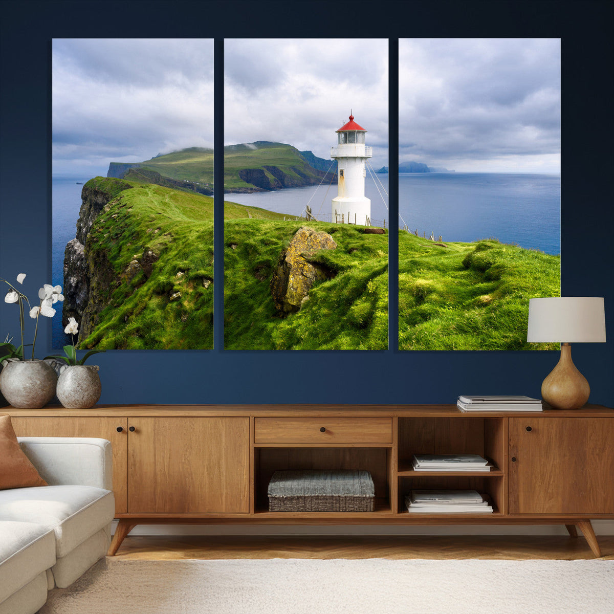 Cliffside Lighthouse Wall Art Canvas Print – Coastal