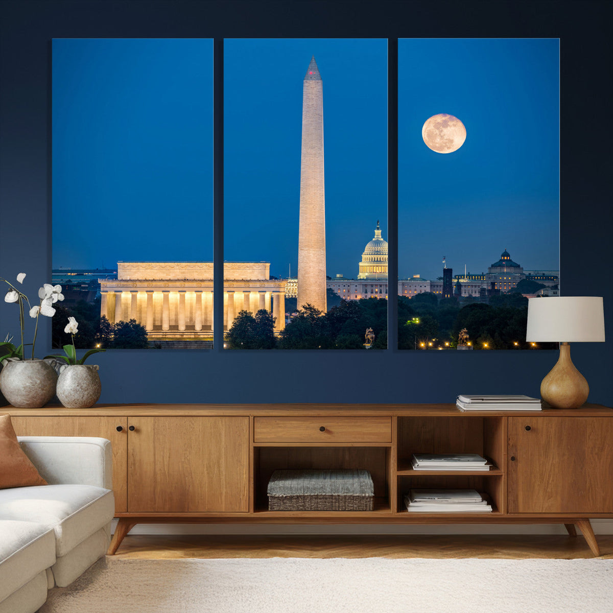 Washington DC Skyline Wall Art Canvas Print – Lincoln