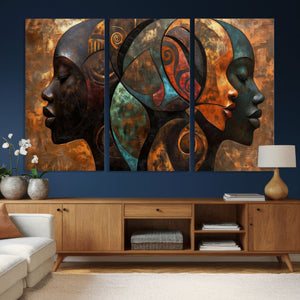 Abstract Afro American Women Wall Art Canvas Print