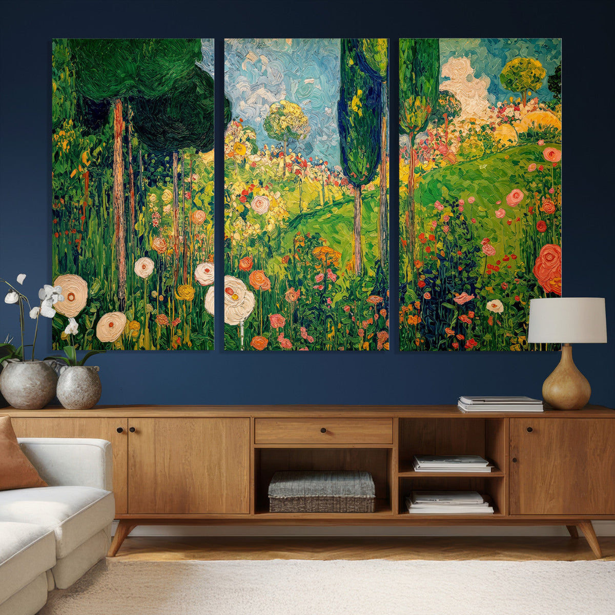 Gustav Klimt Boho Mountain Landscape Large Wall Art,