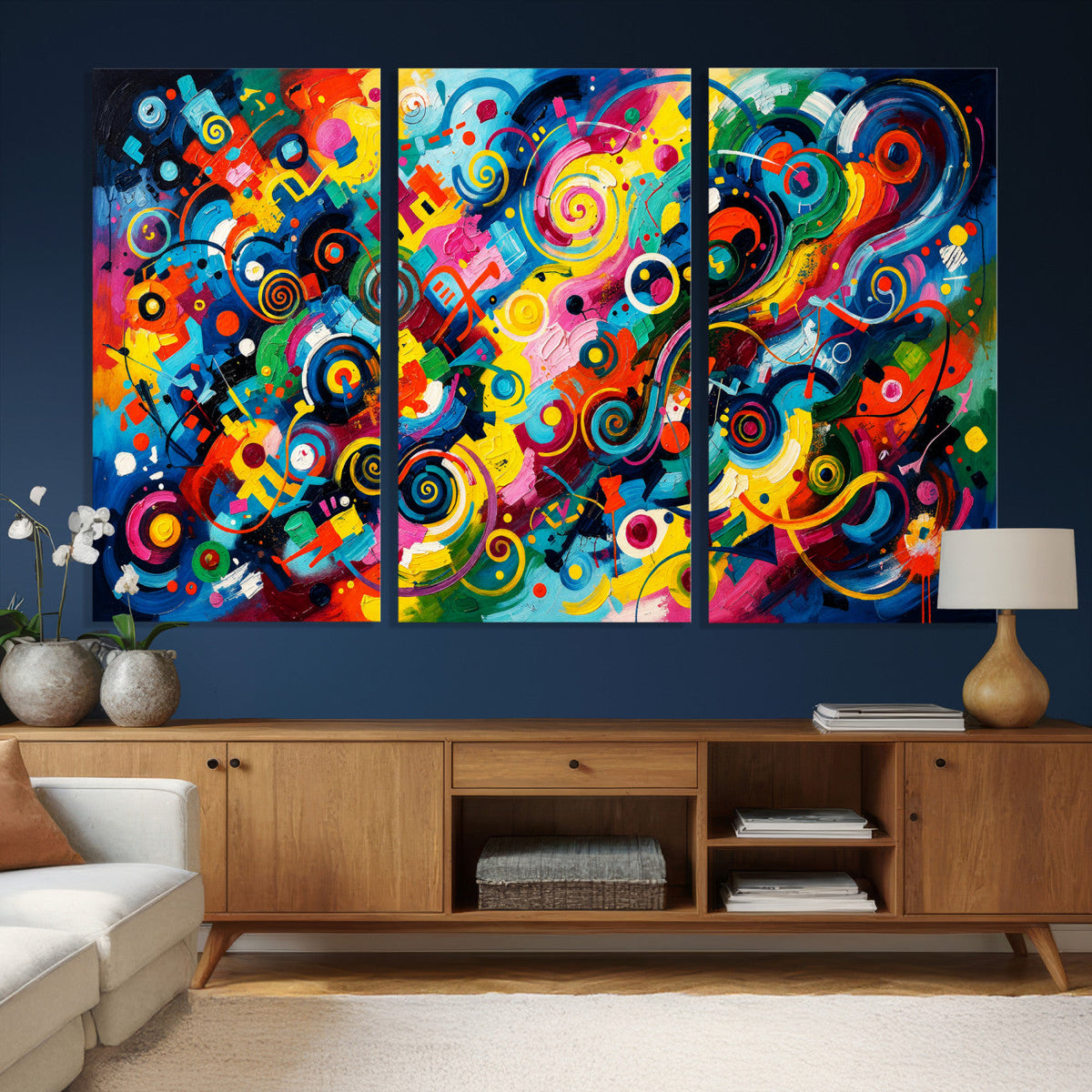 Geometric Abstract Wall Art Canvas Print, Bold Color