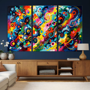 Geometric Abstract Wall Art Canvas Print, Bold Color
