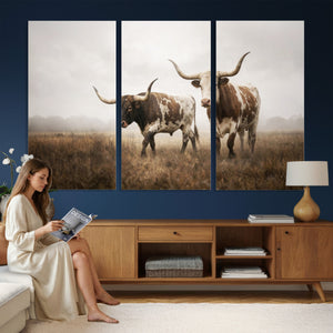 Texas Longhorn Canvas Wall Art Western Bull Desert Moody