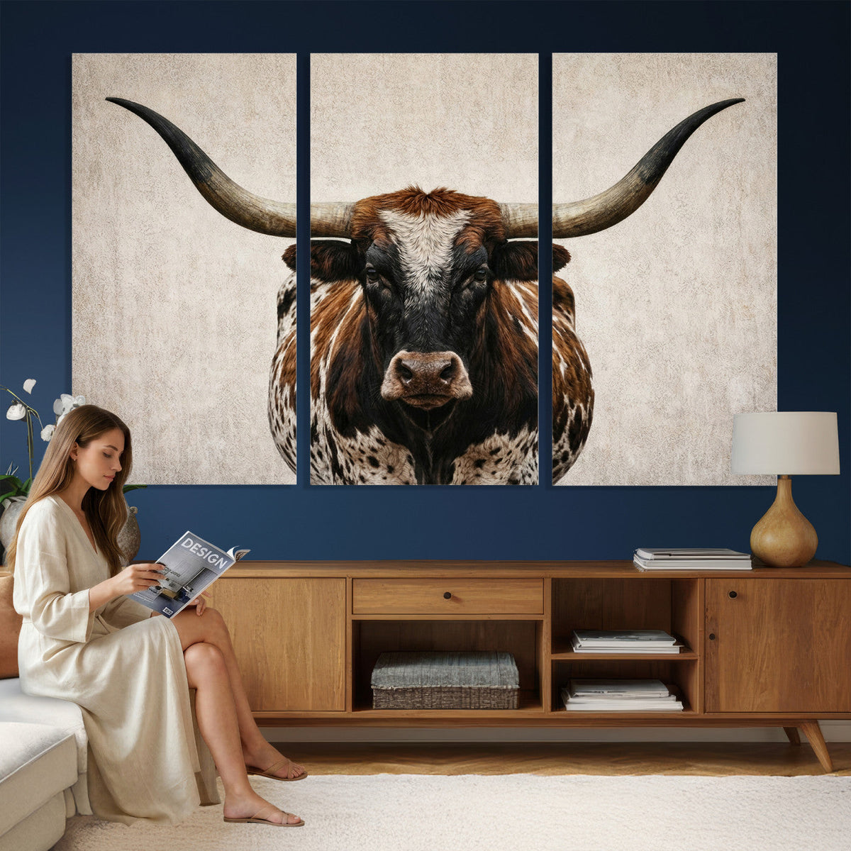 Texas Longhorn Canvas Wall Art Western Bull Desert Moody