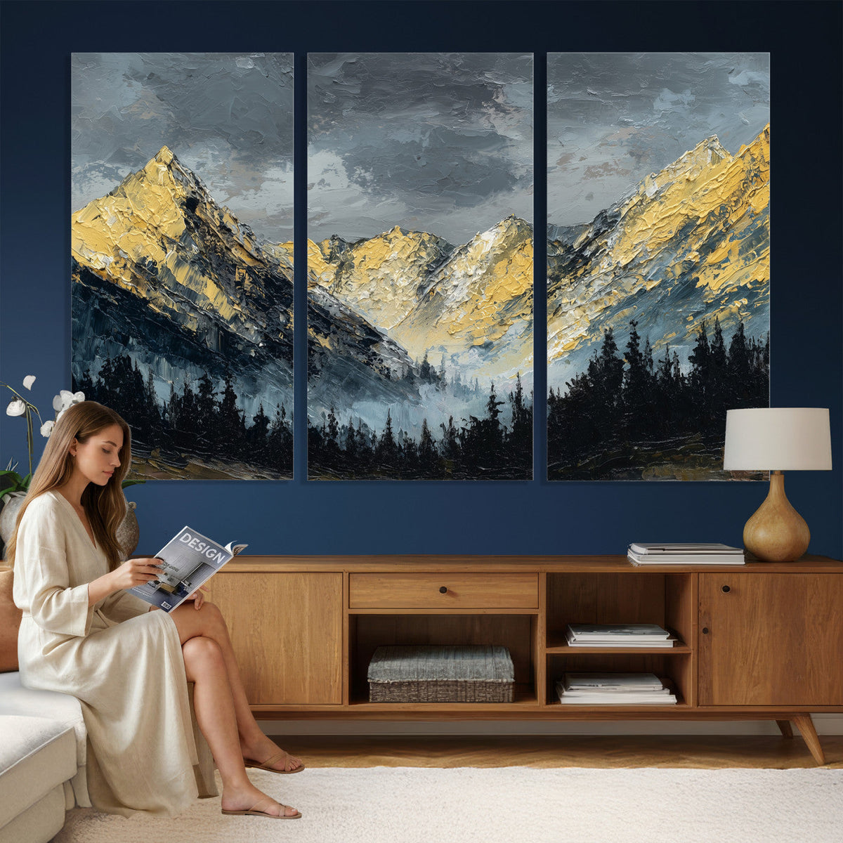 Abstract Mountain Wall Art Canvas Print Modern Landscape Painting Print