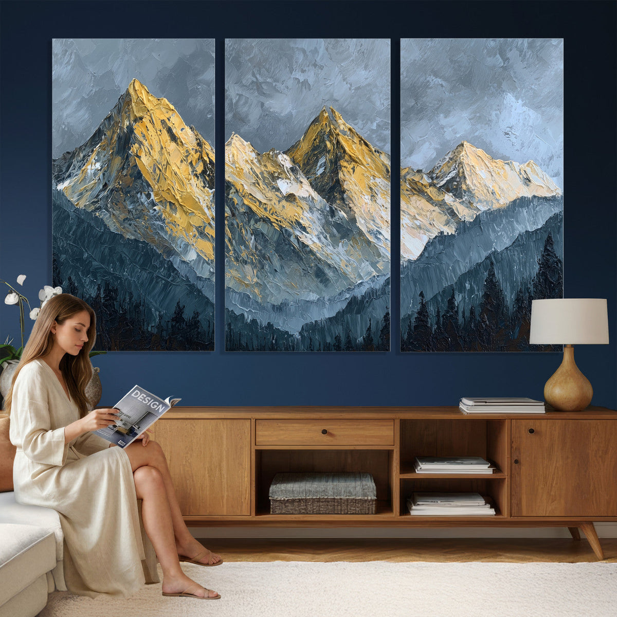 Abstract Mountain Wall Art Canvas Print Modern Landscape Painting Print