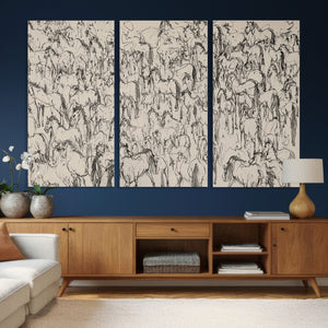 Abstract Horse Sketch Wall Art | Ready to Hang and Framed |
