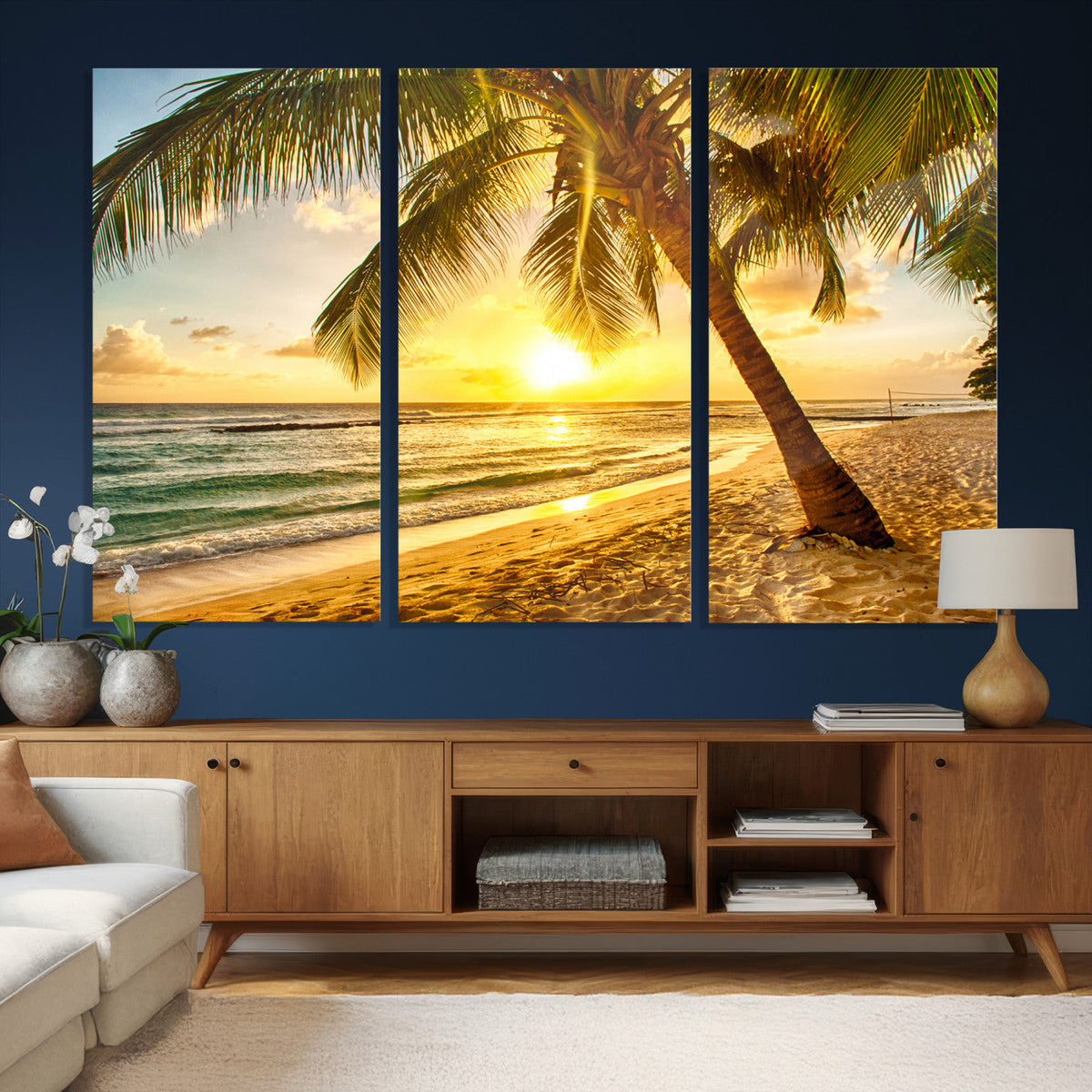 Beach Sunset Canvas Wall Art Print - Tropical Beach Canvas
