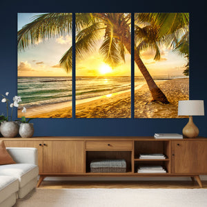 Beach Sunset Canvas Wall Art Print - Tropical Beach Canvas