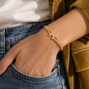18k Gold Pave H Bracelet
