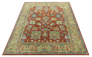 Rust And Beige Traditional Oushak Design Hand Tufted 8x10 Wool Area Rug
